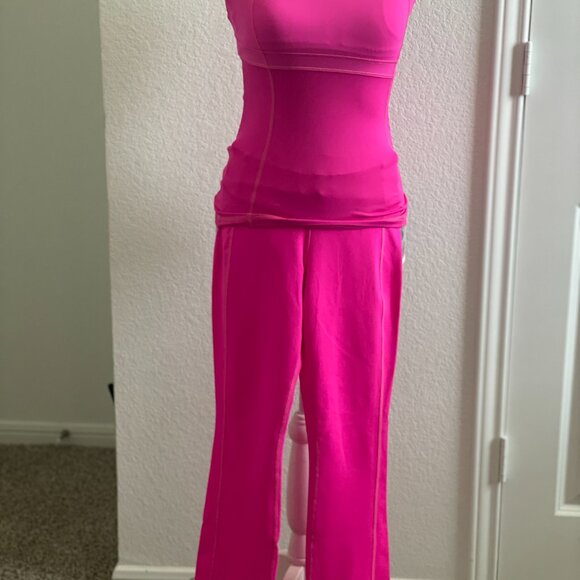 LULULEMON Pink Matching Set Pants and Tank Top w Support B/C Cup Size 2 - Picture 4 of 11